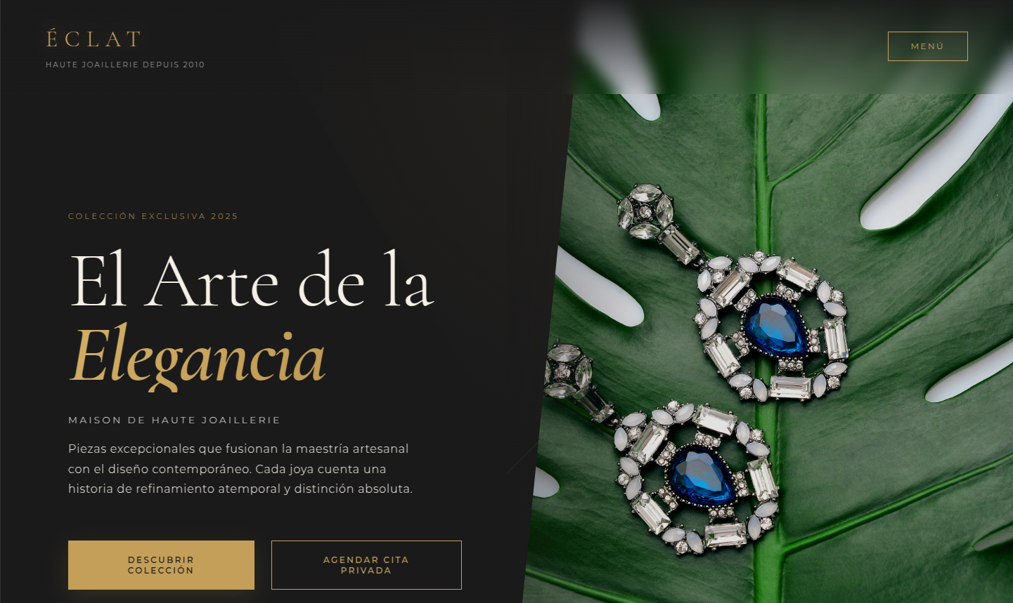 Proyecto web LEVRON Studio: web de lujo para Maison Éclat, joyería en Madrid